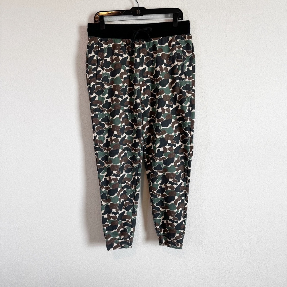 Burlebo Men's Throwback Camo Print Sweatpant Drawstring Joggers Size Medium